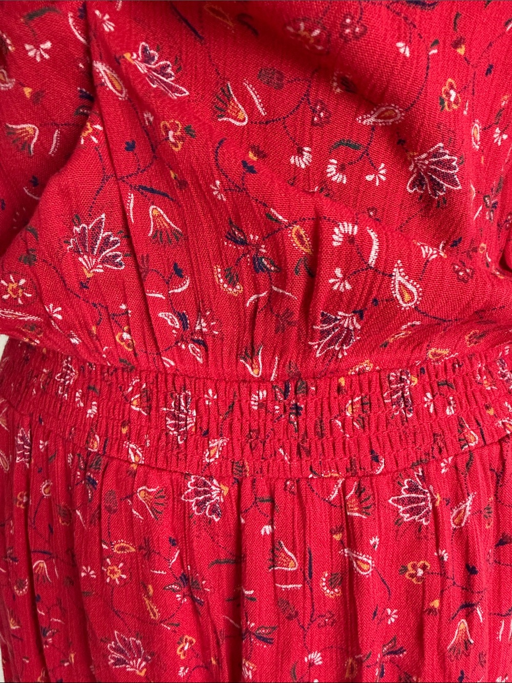 Old Navy Red Long-Sleeve Floral Midi Dress - Picture 6 of 10